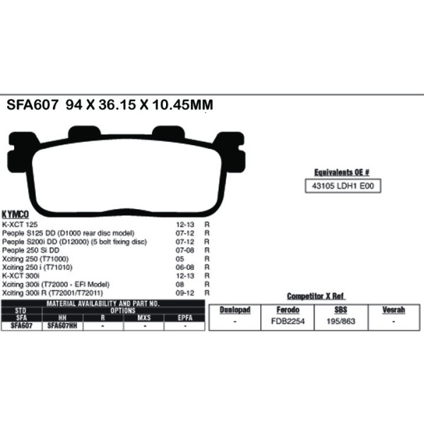 EBC EBC Brake Pads SFA607
